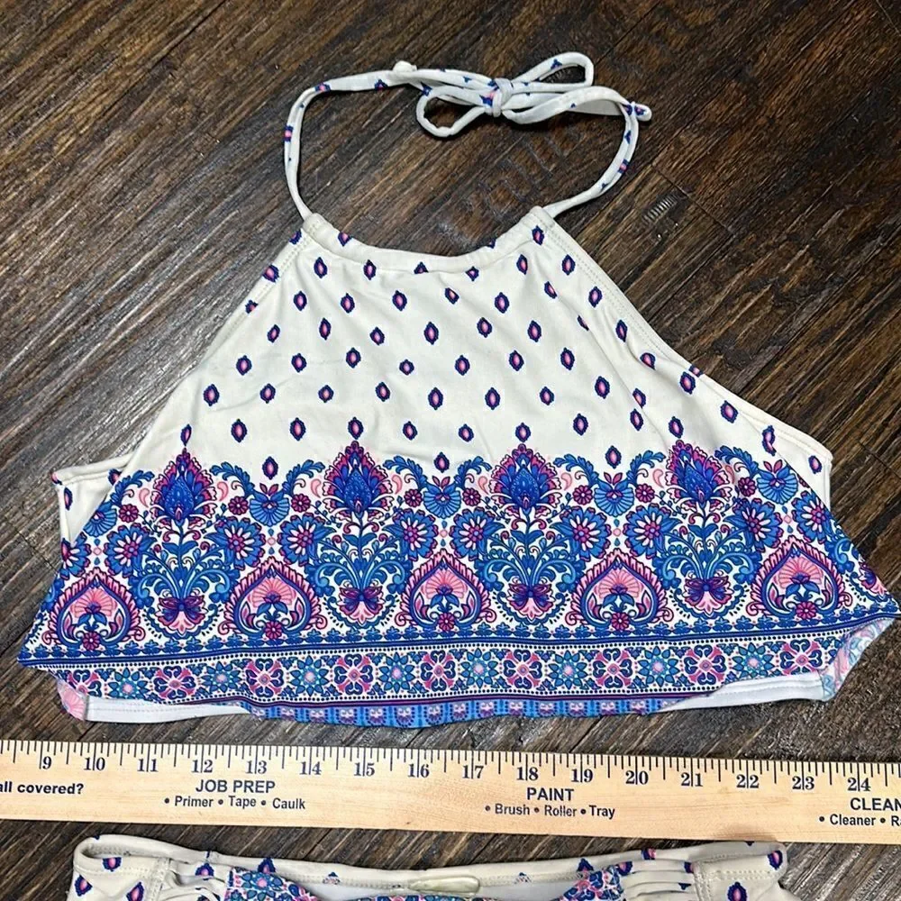 GIANNI BINI High Waisted Paisley Print 50s style Bikini Swimsuit Swim Large